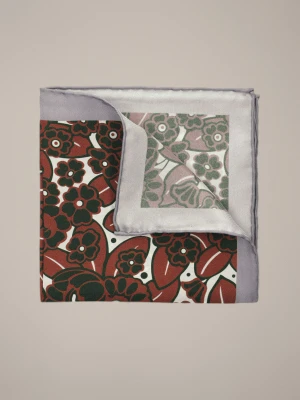 Poszetka Szaro-brązowa w Kwiaty Lancerto