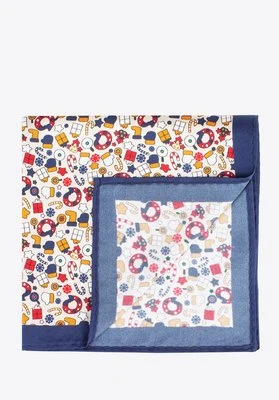 Poszetka z jedwabiu we wzory granatowo-beżowa Wittchen