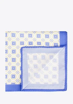 Poszetka z jedwabiu we wzory niebiesko-żółta Wittchen