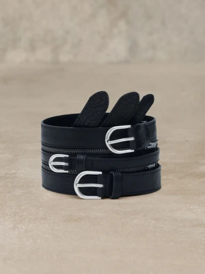 Potrójny pas skórzany typu pas studio Desigual