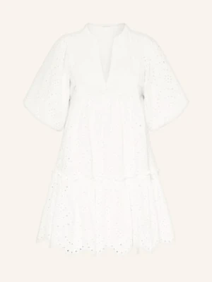 Poupette St Barth Sukienka Plażowa Cruz Z Koronki Ażurowej weiss