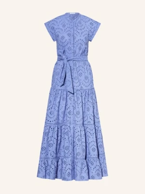 Poupette St Barth Sukienka Plażowa Kora Z Koronki Ażurowej blau