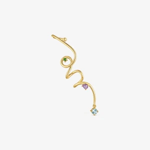 Powlekana 18-Karatowym Złotem Spiralna Nausznica Z Kamieniami Szlachetnymi Tous Lio - Tous Rozmiar