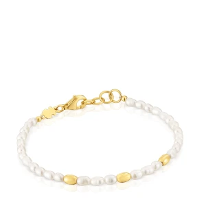 Pozłacana 18-Karatowym Złotem Bransoletka Gloss Ze Srebra, Z Perłami Hodowanymi - Tous Rozmiar