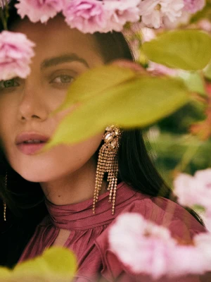 Pozłacane długie kolczyki z kryształkami TARANKO