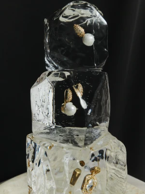 Pozłacane eleganckie kolczyki z perłą TARANKO