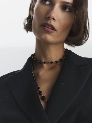 Pozłacane kolczyki z czarnym onyksem TARANKO