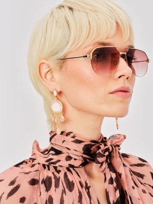 Pozłacane kolczyki z kamieniem kocie oko TARANKO