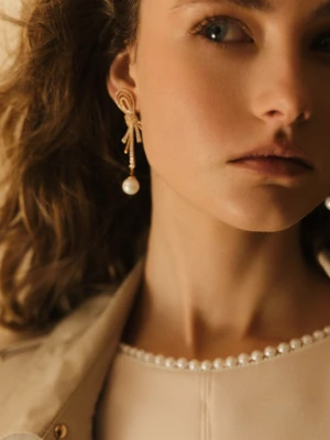 Pozłacane kolczyki z perłą TARANKO