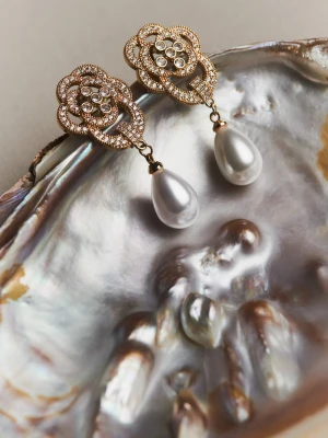 Pozłacane kolczyki ze szklanymi cyrkoniami TARANKO