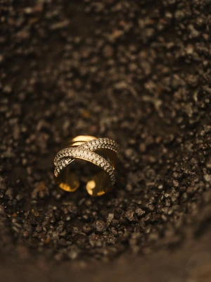 Pozłacany pierścionek z cyrkoniami TARANKO