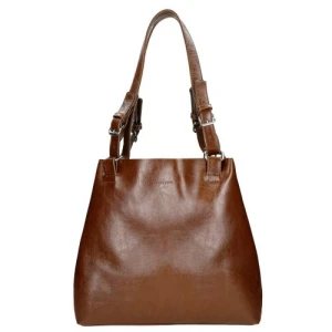 Pojemna skórzana torebka damska w kolorze brązowym 80246-52 Wojas