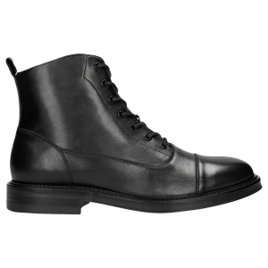 Czarne trzewiki męskie z gładkiej skóry licowej 24092-51 Wojas