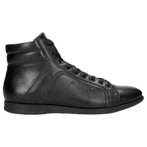 Czarne trzewiki męskie sneakersy skórzane 24093-51 Wojas