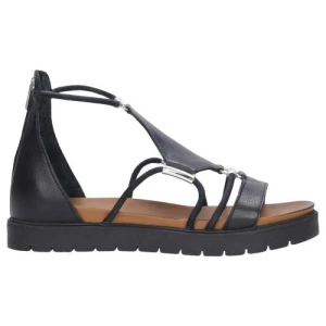 Czarne płaskie sandały damskie z zakryta pięta 76012-51 Wojas