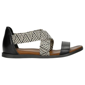 Czarne sandały damskie z zakryta pięta i plecionymi paskami 76018-81 Wojas