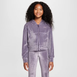 Prążkowana bluza z kapturem i zamkiem na całej długości dla dużych dzieci (dziewcząt) Nike - Fiolet