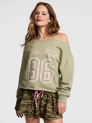 Prążkowana bluza z odkrytymi ramionami Campus Fleece Victoria's Secret