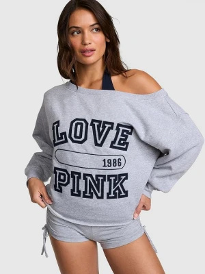 Prążkowana bluza z odkrytymi ramionami Campus Fleece Victoria's Secret Szary