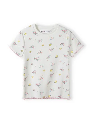 Prążkowana bluzka dla dziewczynki- ecru Minoti