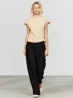 Prążkowana Kamizelka Ze 100% Kaszmiru - Waniliowy - Massimo Dutti - Female