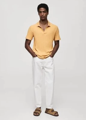 Prążkowana koszulka polo regular fit z bawełny mango man