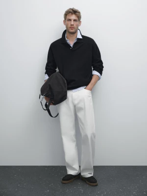 Prążkowana Koszulka Polo Ze 100% Bawełnianej Dzianiny - Granatowy - - Massimo Dutti - Mężczyzna