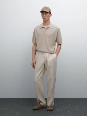 Prążkowana Koszulka Polo Ze 100% Bawełnianej Dzianiny - Utleniony - - Massimo Dutti - Mężczyzna