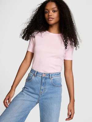 Prążkowana koszulka z krótkim rękawem Victoria's Secret