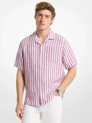 Prążkowana lniana koszula hawajska Michael Kors Mens