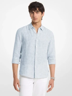Prążkowana lniana koszula Michael Kors CHAMBRAY (Niebieski)