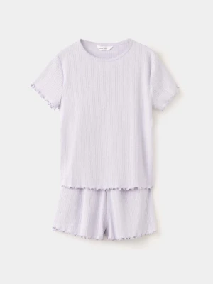 Prążkowana piżama z krótkimi nogawkami liliowy - Dzieci - lata - MANGO KIDS