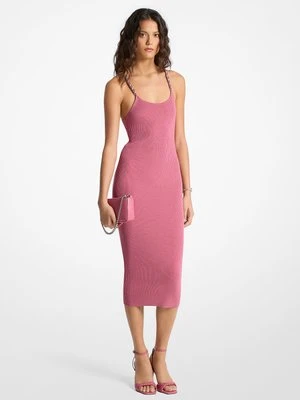 Prążkowana sukienka midi z łańcuszkiem MICHAEL Michael Kors