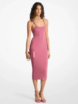 Prążkowana sukienka midi z łańcuszkiem MICHAEL Michael Kors