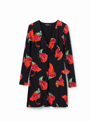Prążkowana sukienka mini w kwiaty Desigual