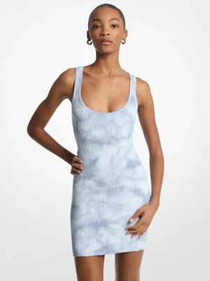 Prążkowana sukienka na ramiączkach z efektem tie-dye Michael Kors CHAMBRAY (Niebieski)