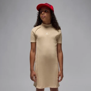 Prążkowana sukienka z półgolfem dla dużych dzieci Jordan - Brązowy