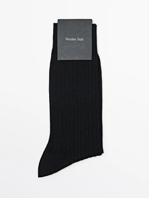 Prążkowane Eleganckie Skarpety - Czarny - - Massimo Dutti - Mężczyzna