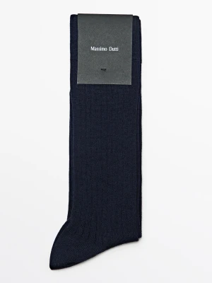 Prążkowane Skarpetki Wizytowe Z Wełną - Granatowy - Massimo Dutti - Male
