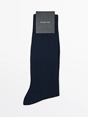 Prążkowane Eleganckie Skarpety - Granatowy - - Massimo Dutti - Mężczyzna