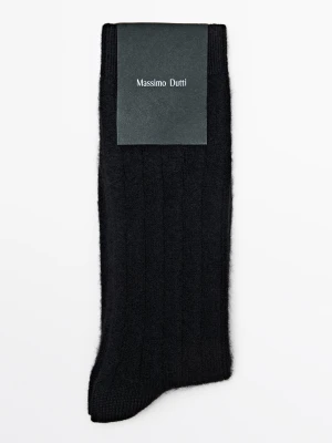 Prążkowane Skarpety Z Domieszką Kaszmiru - Czarny - Massimo Dutti - Female