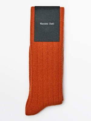 Prążkowane Skarpety Z Mieszanki Kaszmiru - Pomarańczowy - Massimo Dutti - Female