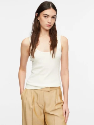 Prążkowany tank top comma beżowy