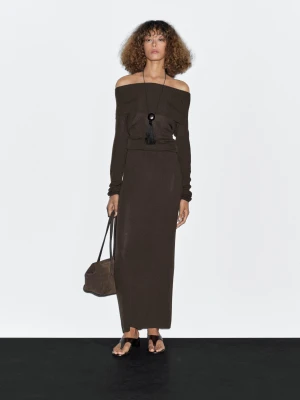Prążkowany Sweter Z Dzianiny - Brązowy - - Massimo Dutti - Kobieta