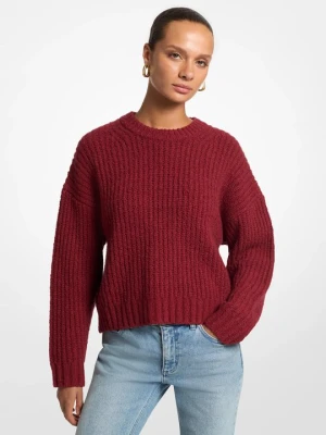 Prążkowany sweter z mieszanki wełny bouclé Michael Kors CIEMNOCZERWONY (Czerwony)