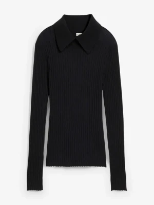 Prążkowany sweter z wełny merino BonPrix czarny