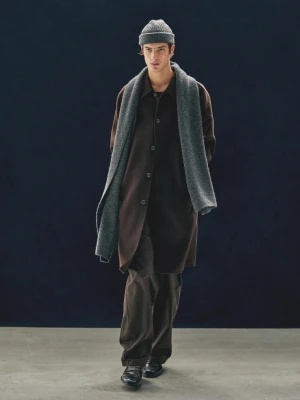 Prążkowany Szalik Ze 100% Kaszmiru - Brudnoszary - - Massimo Dutti - Mężczyzna