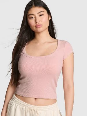 Prążkowany T-shirt z dekoltem typu scoop Victoria's Secret