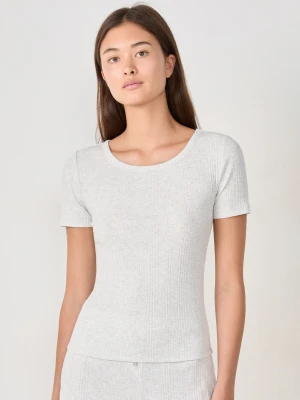 Prążkowany t-shirt z krótkim rękawem Etam