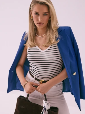 Prążkowany top w paski z wiskozy TARANKO